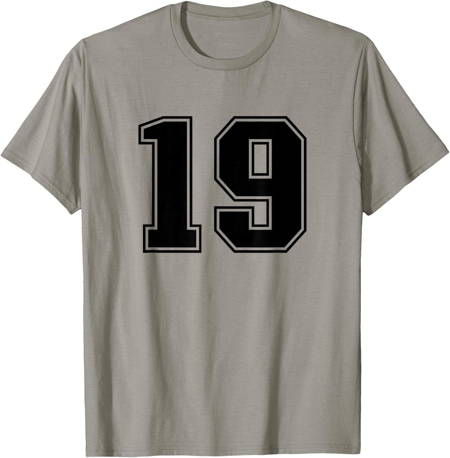 Number #19 Black Sport Number T-Shirt - T-Shirt | Sand