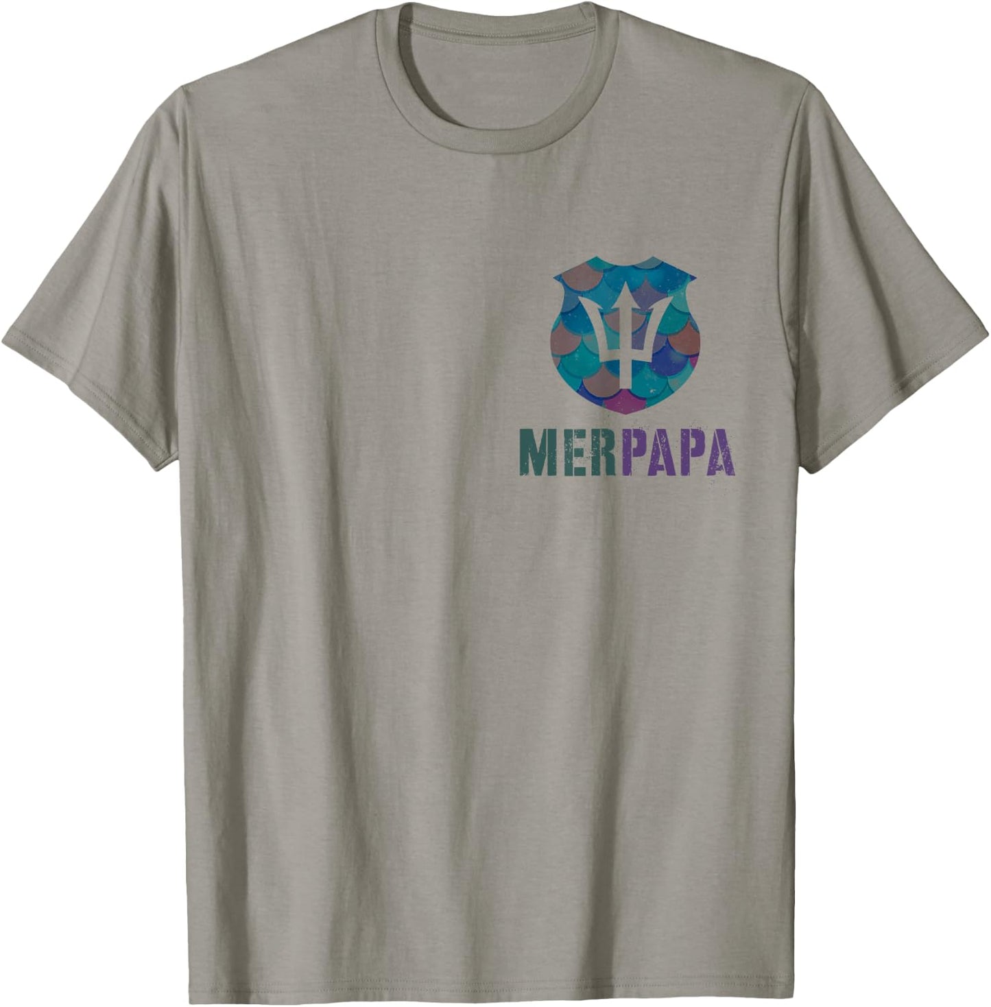 Funny MERPAPA Mermaid Security Dad Beach Patrol Pool Police T-Shirt - T-Shirt | Sand