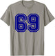 Number #69 Blue Sport Varsity Number 69 T-Shirt - T-Shirt | Sand