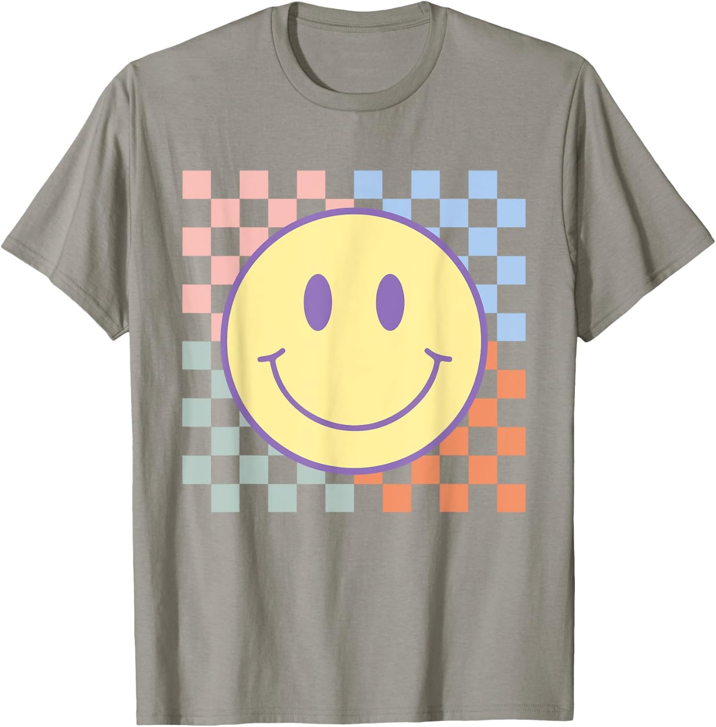 Retro Smile Face Shirts Checkered Pattern Men Kids T-Shirt - T-Shirt | Sand