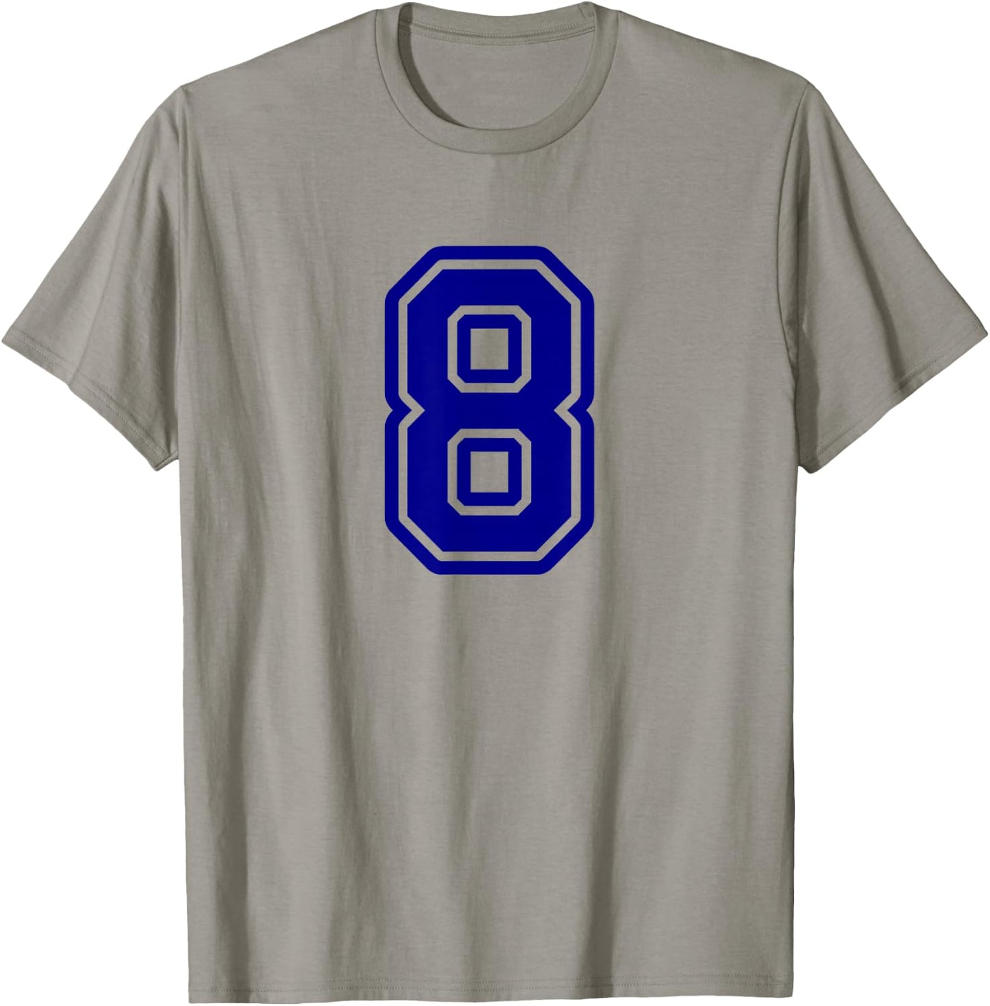 Number 8 Blue Sports Team Varsity T-Shirt - T-Shirt | Sand