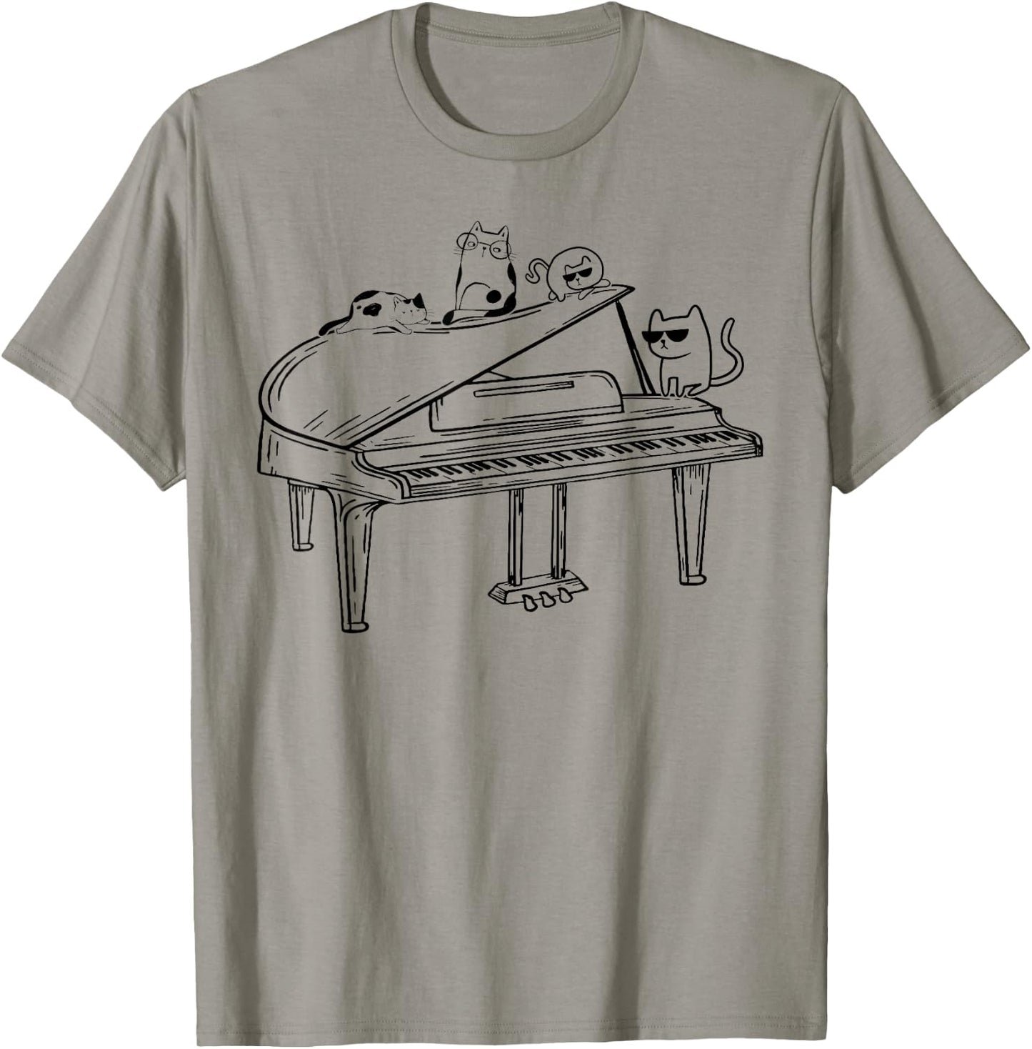 Piano Player - Cat Lover Piano With Cats Piano Lover T-Shirt - T-Shirt | Sand