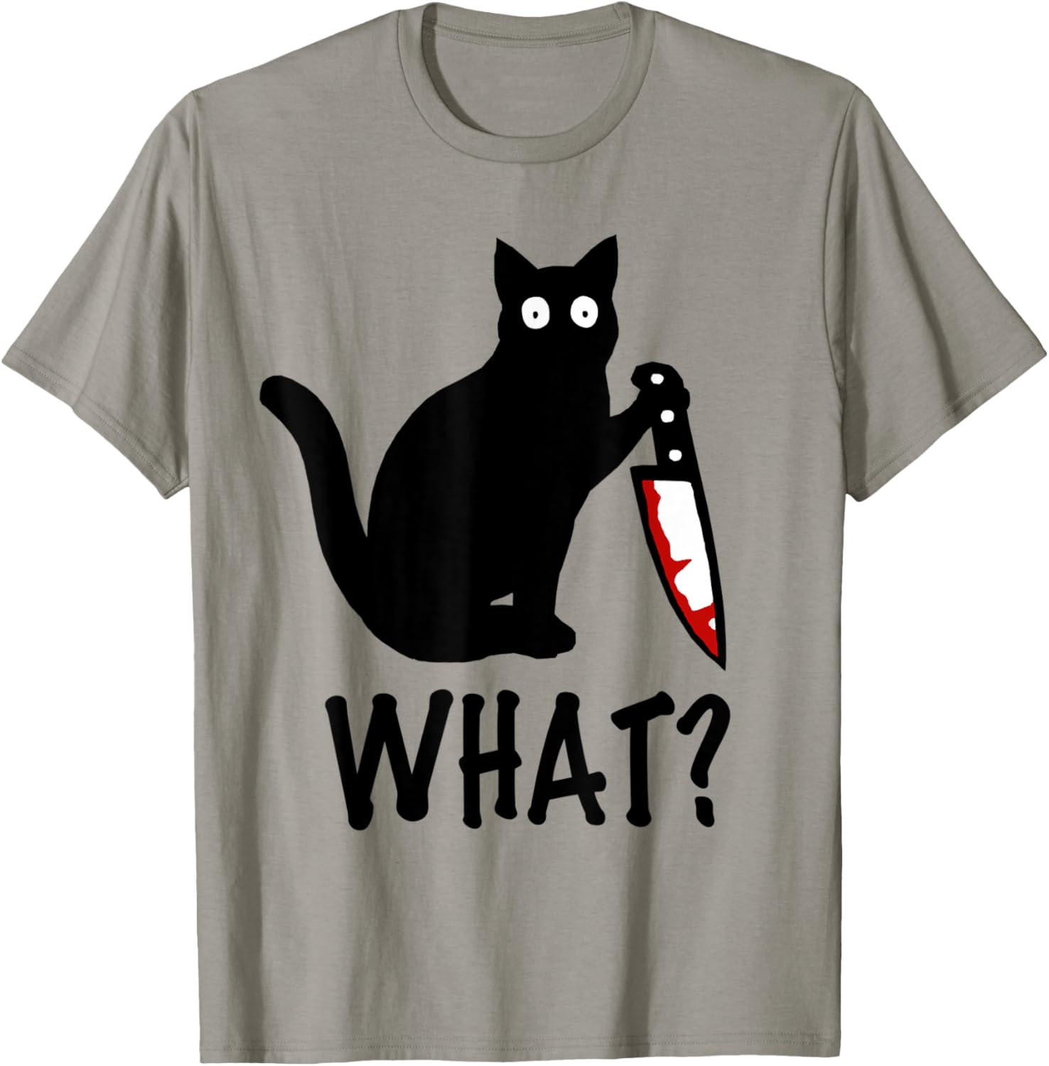 Cat What? Funny Black Cat Knife Shirt T-Shirt - T-Shirt | Sand