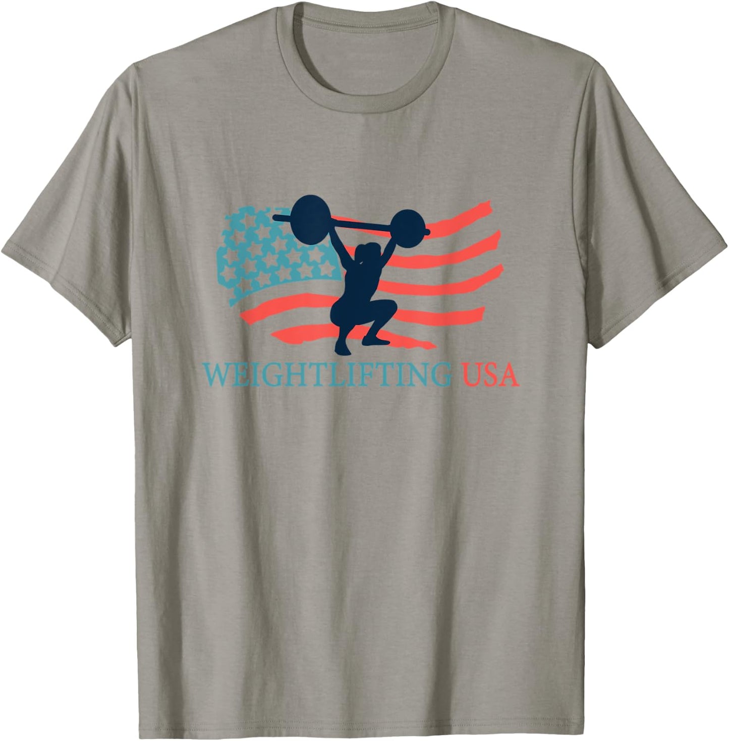 Weightlifter Gym Weightlifting USA Team Coach American Flag T-Shirt - T-Shirt | Sand