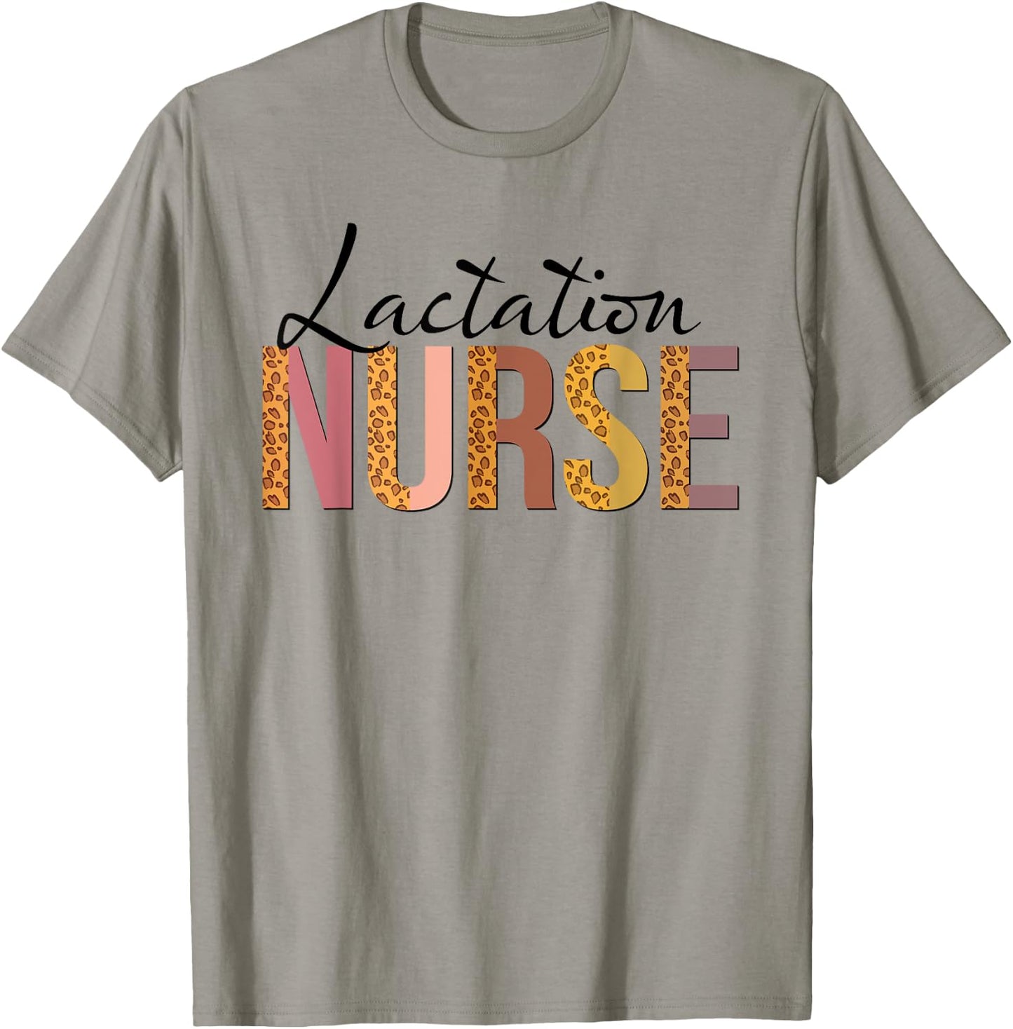 Leopard Lactation Nurse Gifts Nursing Apparel T-Shirt - T-Shirt | Sand