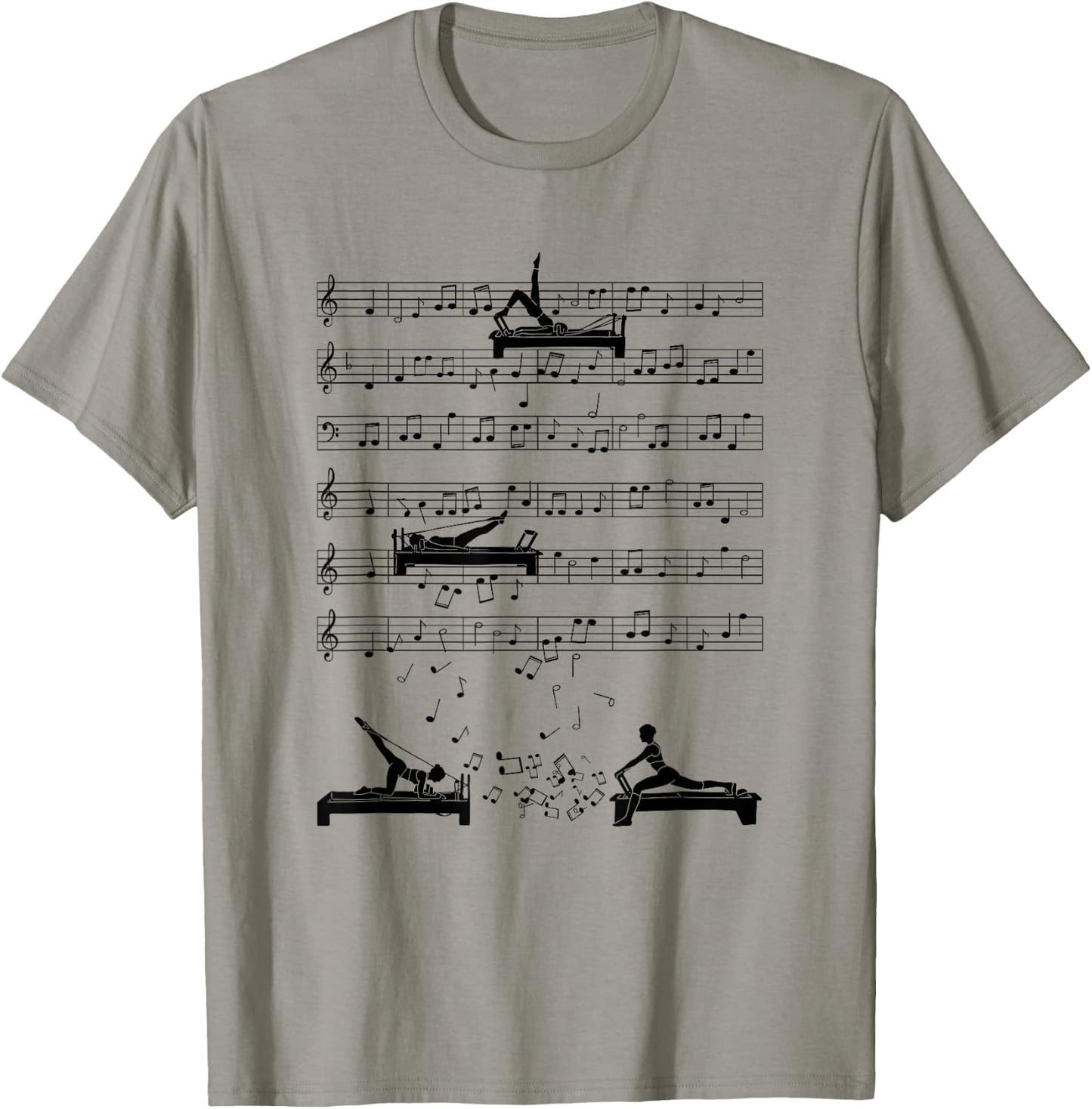 Funny Reformer Pilates music Note fitness Reformer music T-Shirt - T-Shirt | Sand