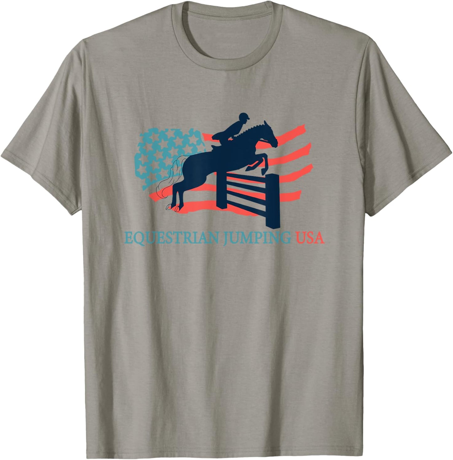 Horse Rider Equestrian Jumping USA Team Coach American Flag Women Kids Men T-Shirt - T-Shirt | Sand