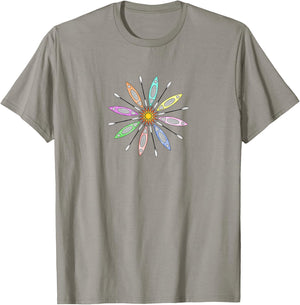 Kayaks and Paddles Around the Sun, Kayakers Mandala Design T-Shirt - T-Shirt | Sand