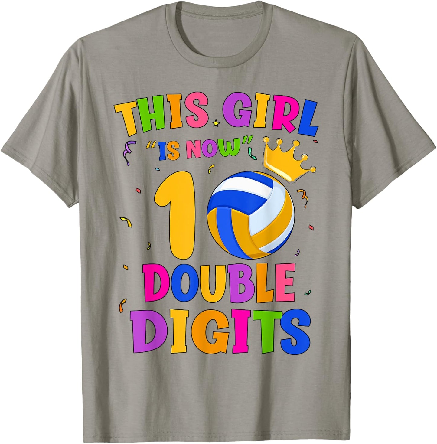 10th Birthday This Girl Is Now 10 Double Digits Volleyball T-Shirt - T-Shirt | Sand