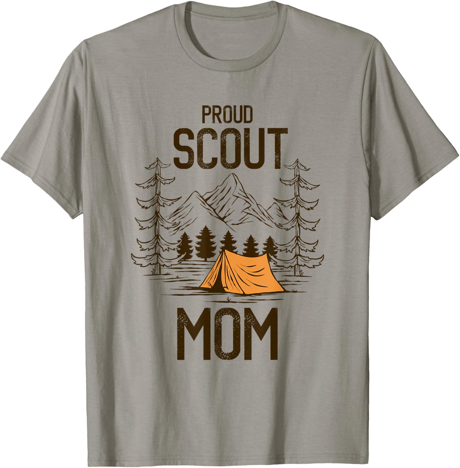 Proud Scout Mom Camping Scout Leader Adventure Travel T-Shirt - T-Shirt | Sand