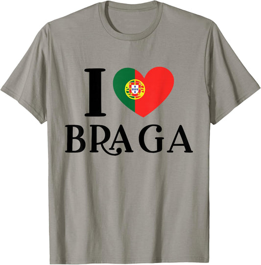 I Love Braga Portugal Heart Flag T-Shirt - T-Shirt | Sand