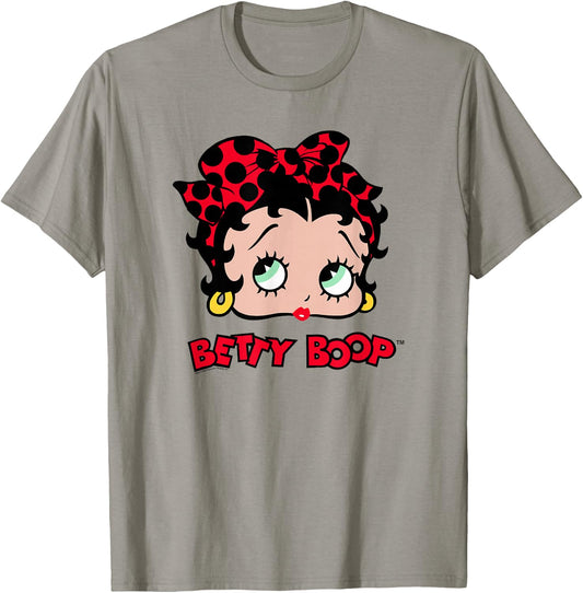 Betty Boop Vintage Classic Dotted Bow Pin Up Portrait T-Shirt - T-Shirt | Sand
