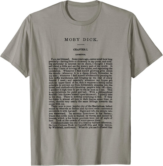 Moby Dick Herman Melville First Page T-Shirt - T-Shirt | Sand
