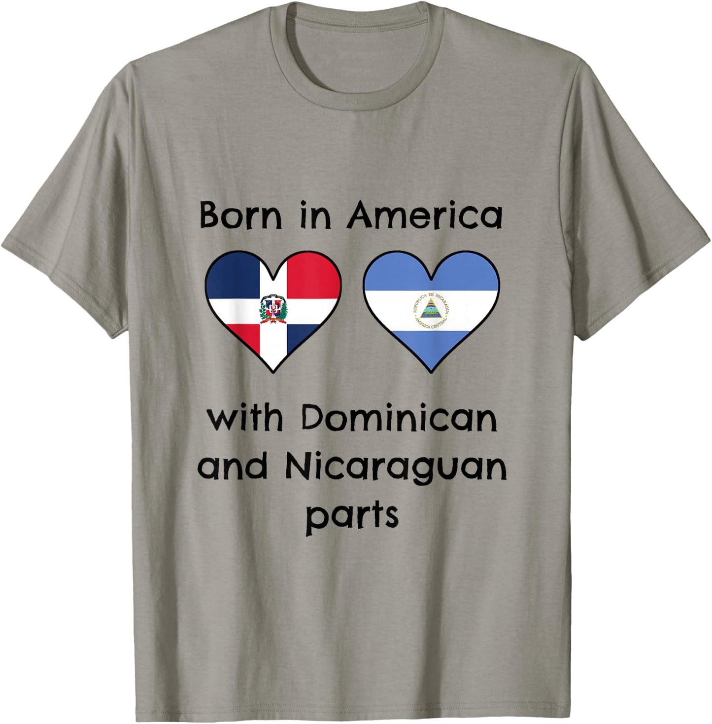 Born In America With Dominican and Nicaraguan Parts Flags T-Shirt - T-Shirt | Sand