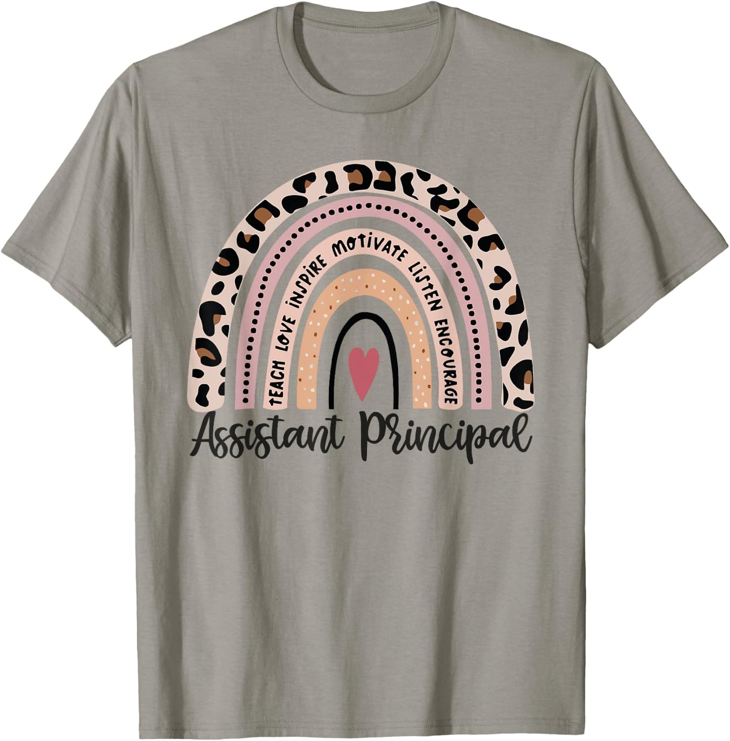 Assistant Principal Funny School Worker leopard rainbow T-Shirt - T-Shirt | Sand