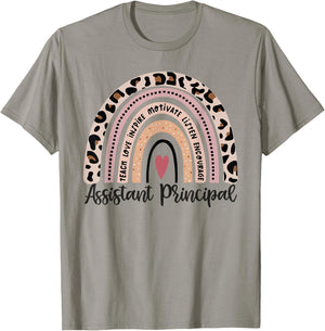 Assistant Principal Funny School Worker leopard rainbow T-Shirt - T-Shirt | Sand