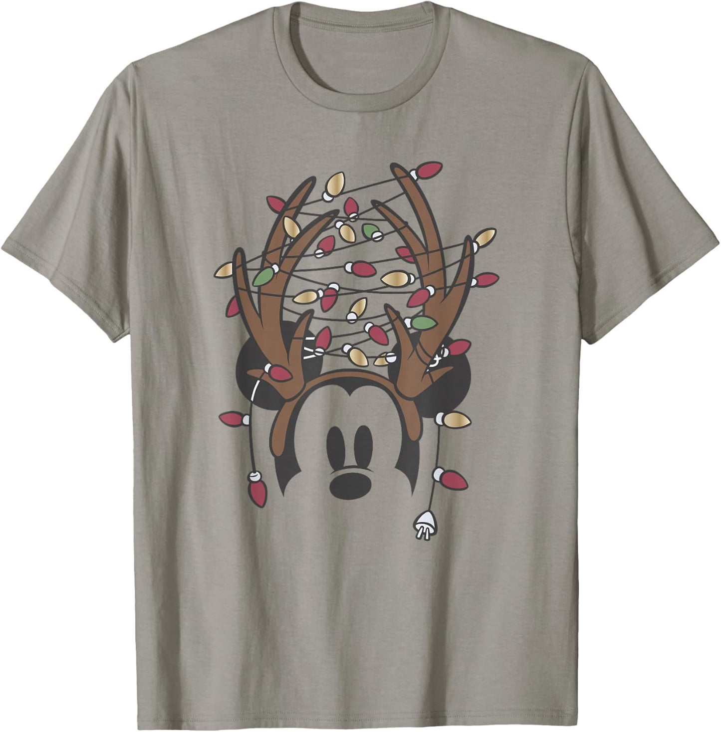 Disney Mickey Christmas Tangled Lights Antlers T-Shirt - T-Shirt | Sand