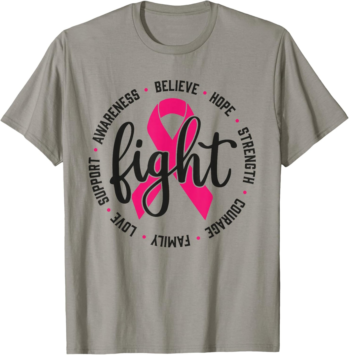 Fight Breast Survivor Pink Ribbon Breast Cancer Awareness T-Shirt - T-Shirt | Sand