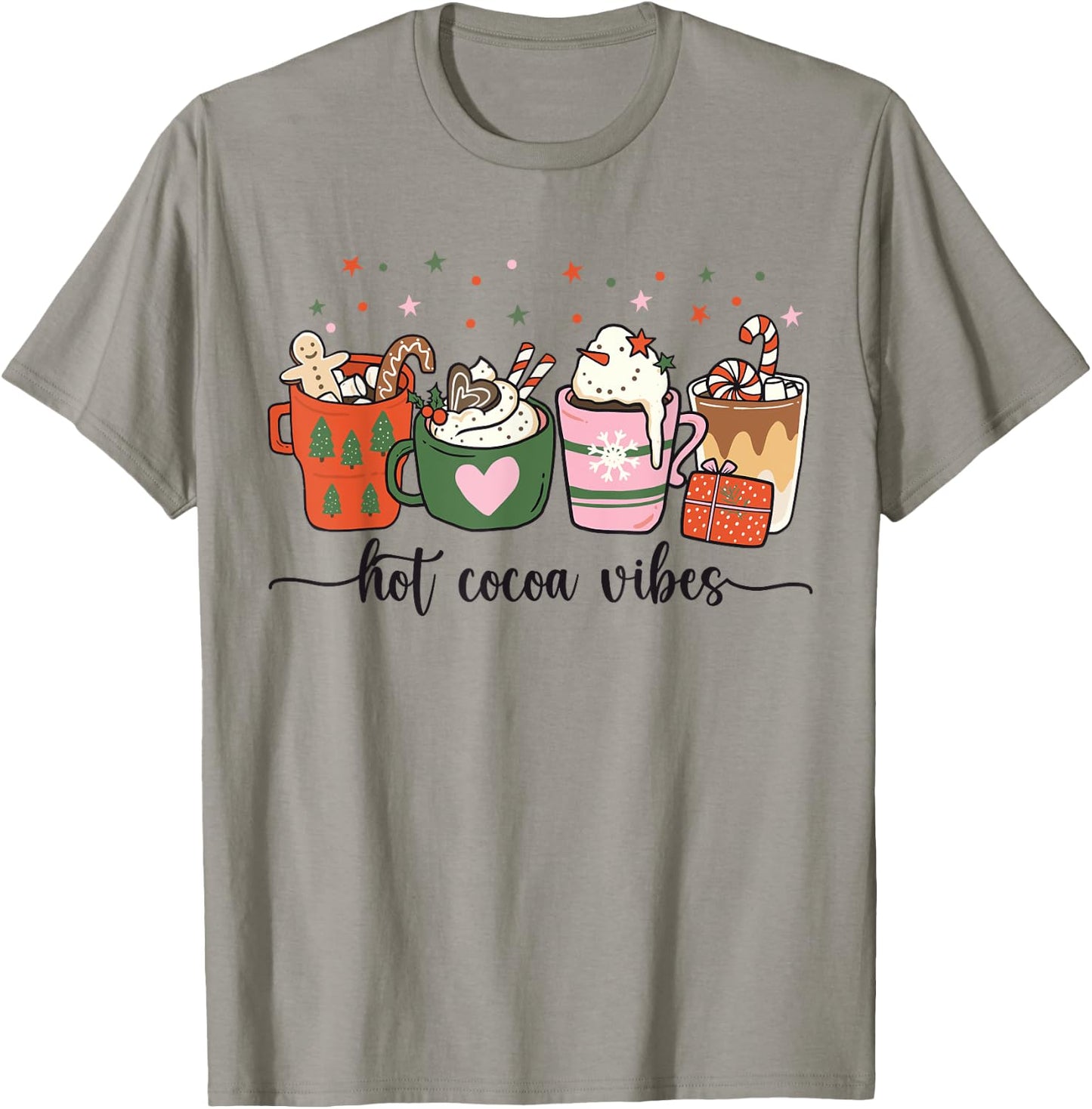 Hot Cocoa Vibes Cute Hot Chocolate Cozy Festive Christmas T-Shirt - T-Shirt | Sand