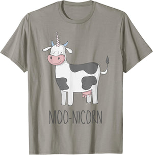 Moonicorn Funny Cow Unicorn T Shirt for Kids and Adults T-Shirt - T-Shirt | Sand