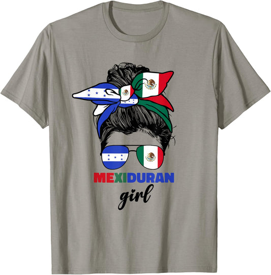 Half Mexican And Honduran Mexico Honduras Flag Girl T-Shirt - T-Shirt | Sand