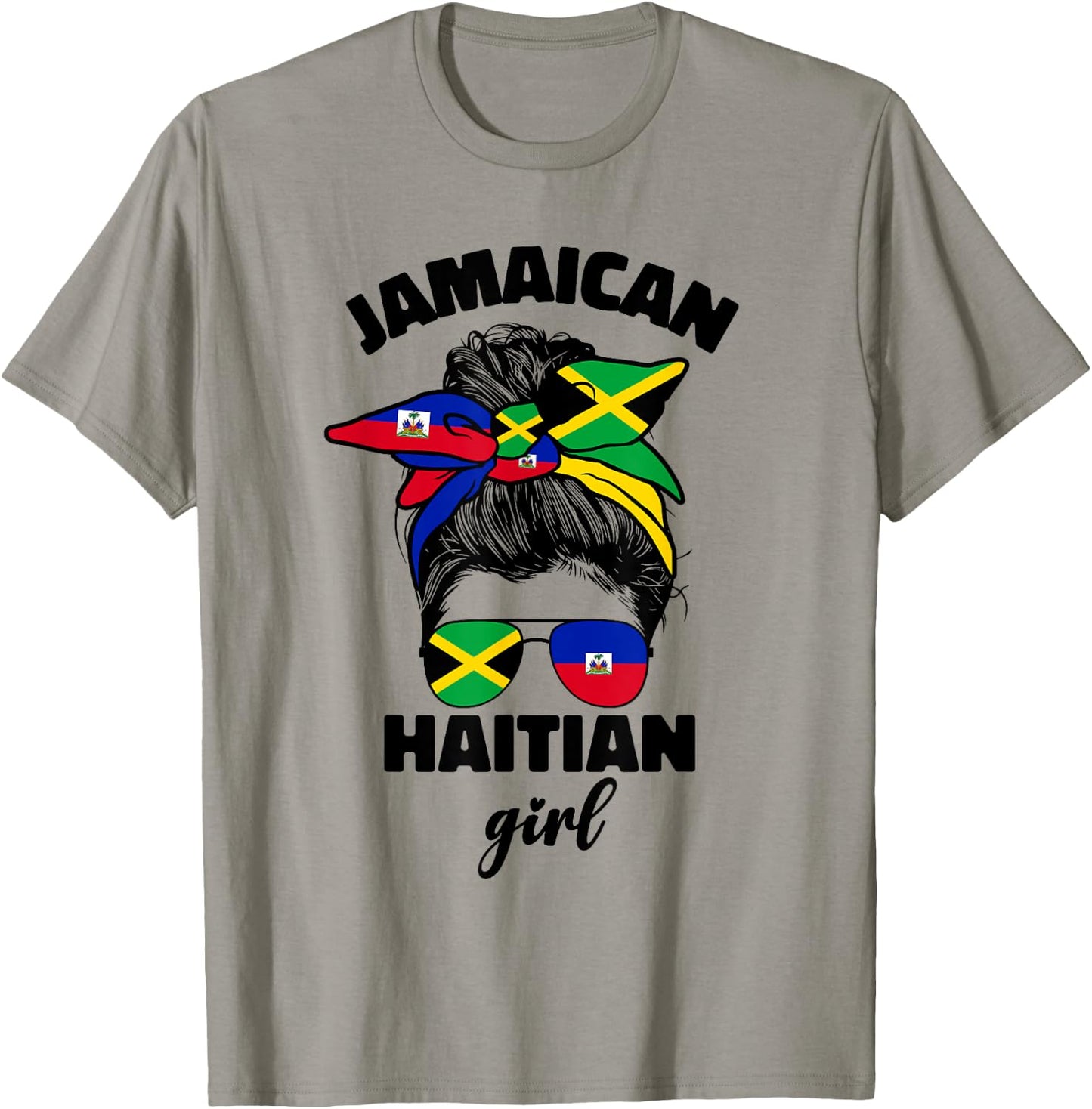Half Jamaican Haitian Jamaica Flag Haiti Ayiti Girl Women T-Shirt - T-Shirt | Sand