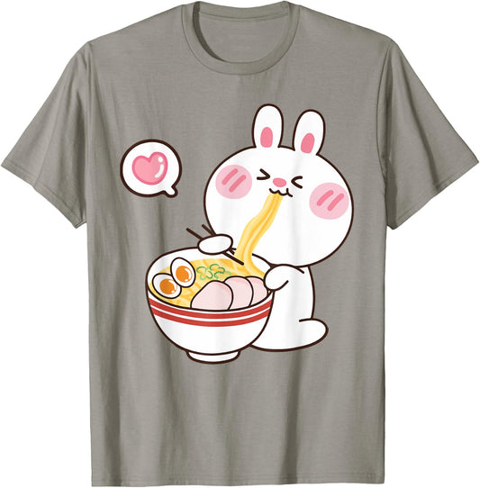 Cute Rabbit Ramen Noodle Toddler Girl Teen Kids Kawaii Anime T-Shirt - T-Shirt | Sand