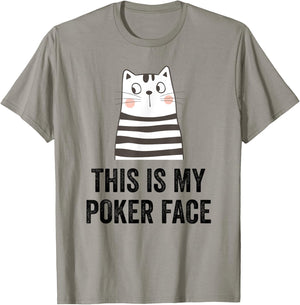 Cat poker player funny cat face cat lover playing cards cats T-Shirt - T-Shirt | Sand