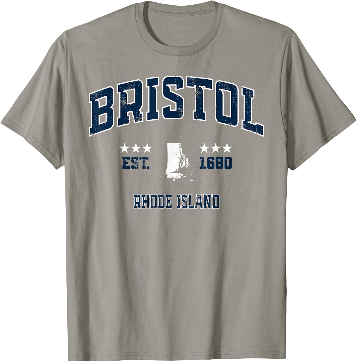 Bristol Rhode Island RI Vintage Athletic Navy Sports T-Shirt - T-Shirt | Sand