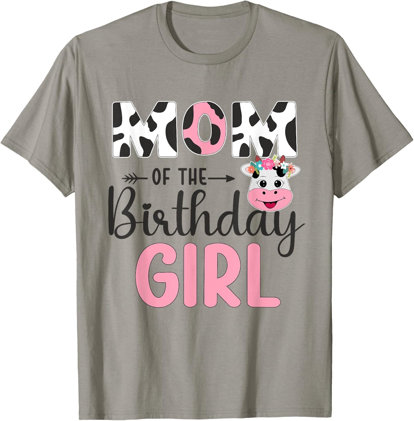 Mom Of The Birthday Girl Farm Cow 1 St Birthday Girl T-Shirt - T-Shirt | Sand