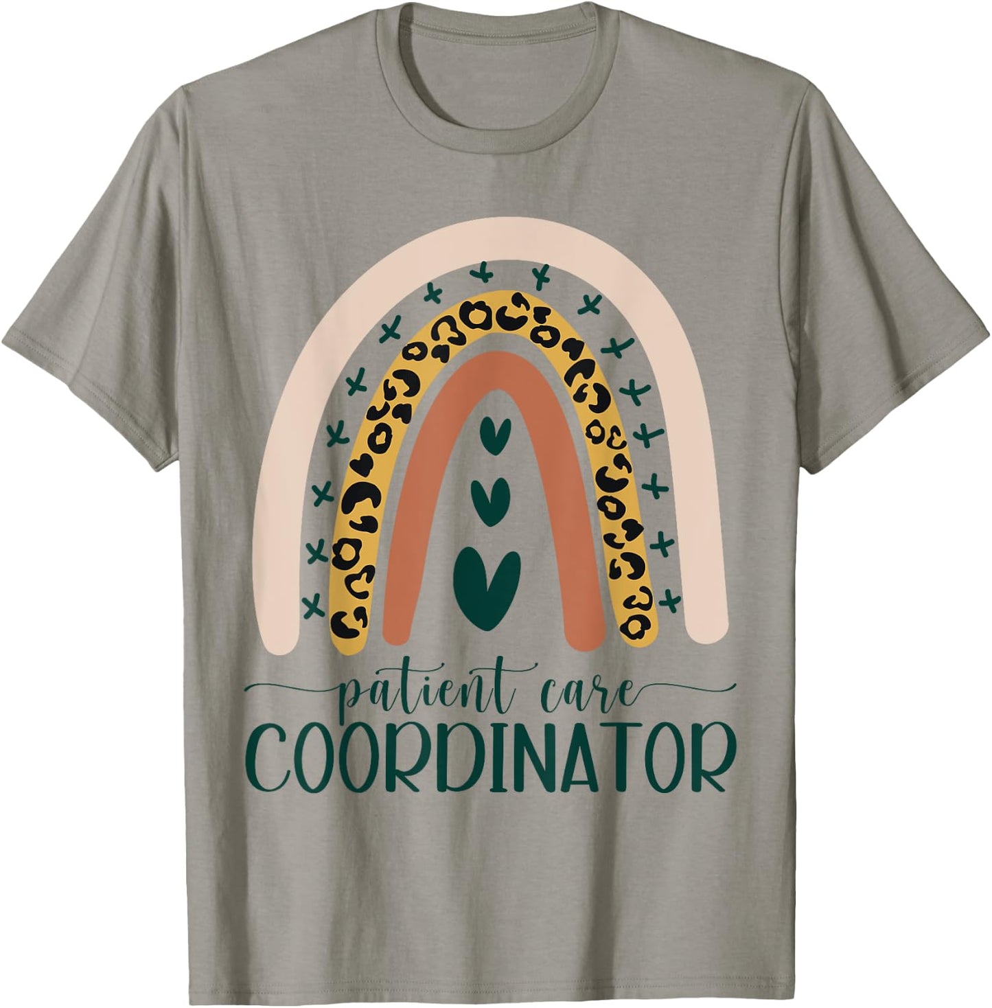 Patient Care Coordinator Appreciation Leopard Rainbow Cute T-Shirt - T-Shirt | Sand
