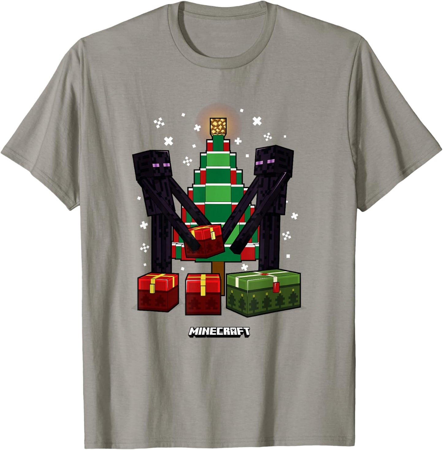 Minecraft Christmas Endermen Gift Exchange Xmas Tree T-Shirt - T-Shirt | Sand