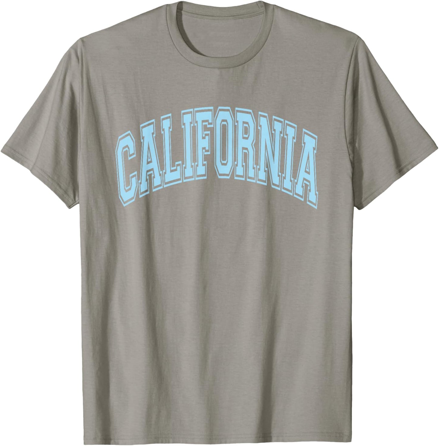 California Arched Style Text White with Light Blue Print T-Shirt - T-Shirt | Sand