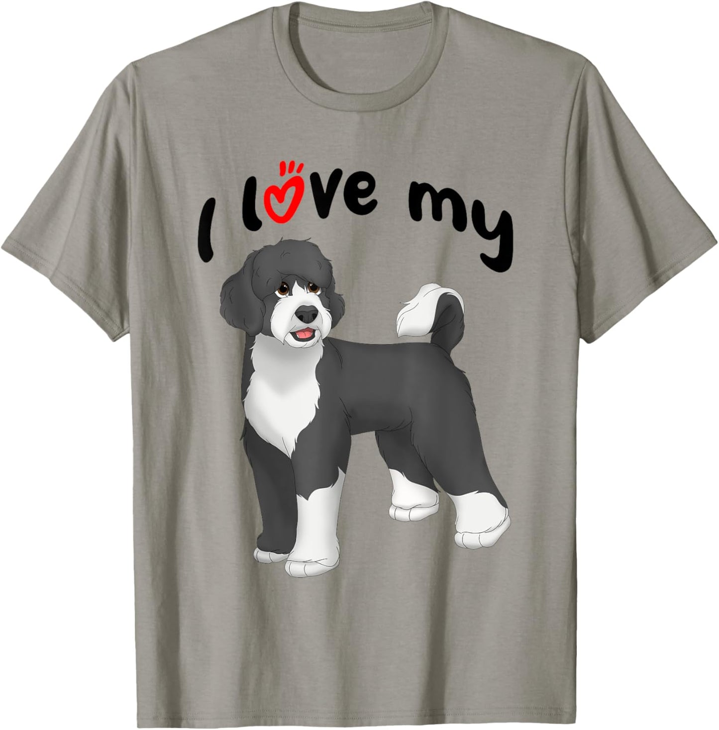 I Love My Black and White Portuguese Water Dog T-Shirt - T-Shirt | Sand