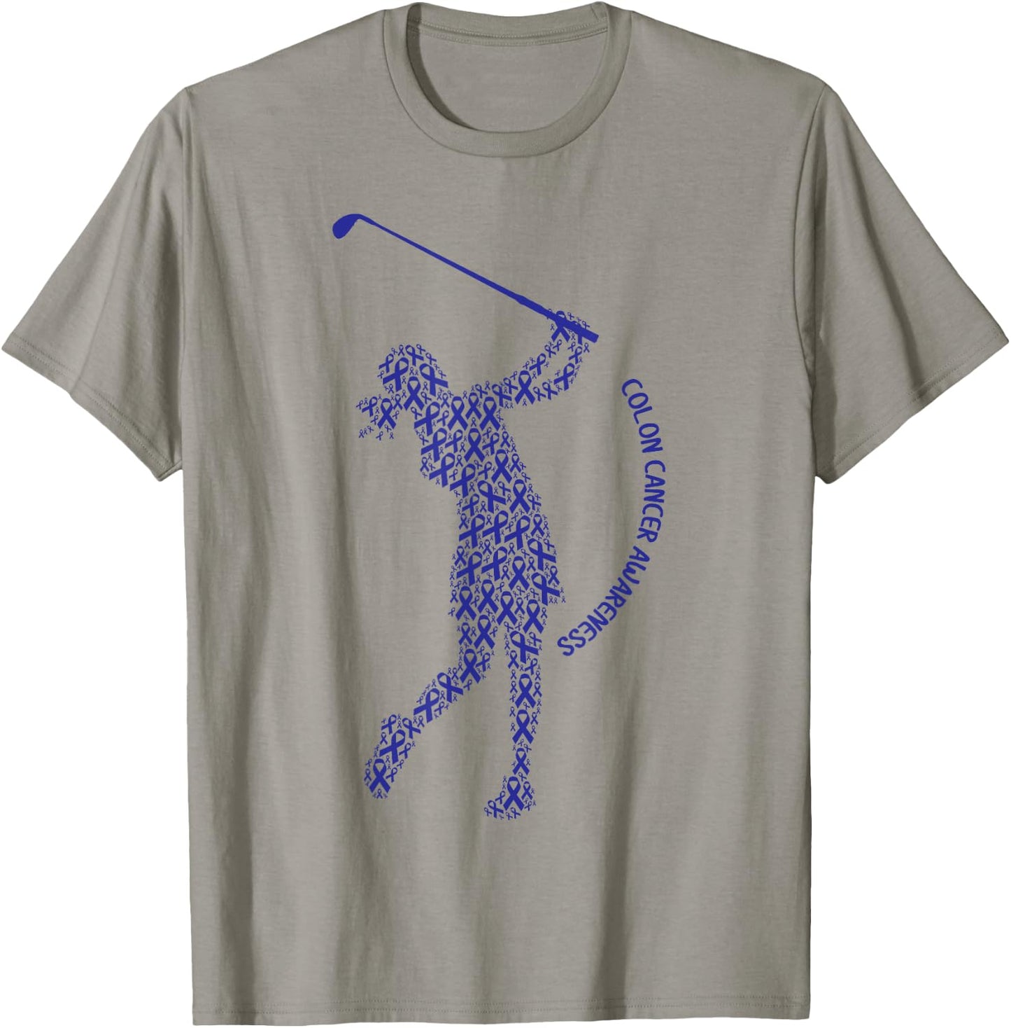 Colon Cancer Awareness Blue Ribbon Survivor - Golf Swing T-Shirt - T-Shirt | Sand