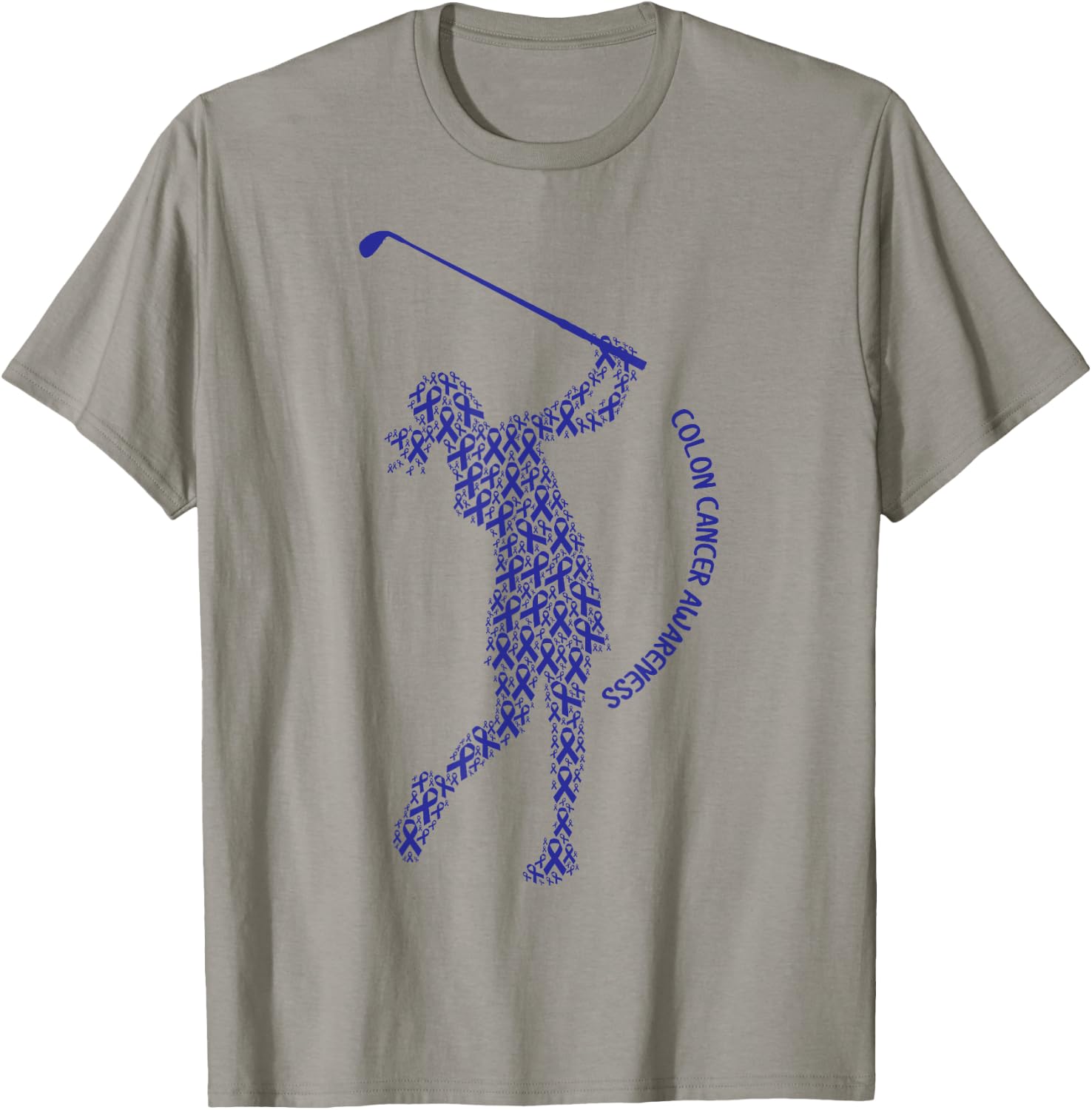 Colon Cancer Awareness Blue Ribbon Survivor - Golf Swing T-Shirt - T-Shirt | Sand