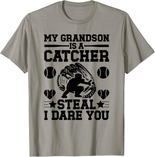 Grandson Is A Baseball Catcher Grandma Of A Baseball Catcher T-Shirt - T-Shirt | Sand