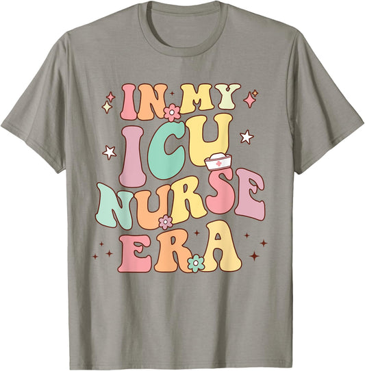 In My ICU Nurse Era Retro Nursing School Intensive Care Unit T-Shirt - T-Shirt | Sand