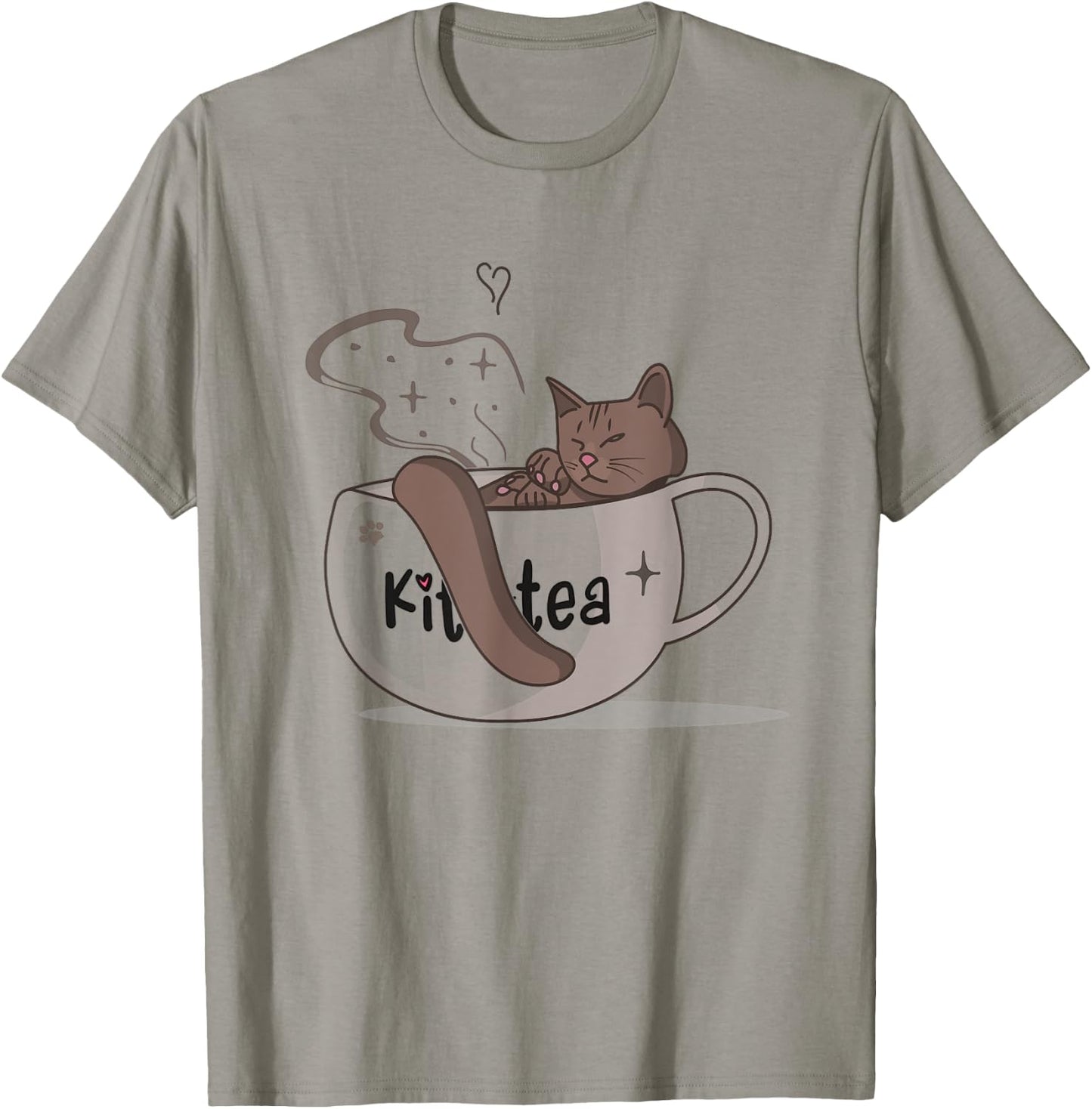 Kit-Tea, Kit Tea Kittens With a Cup of Tea, Funny Cat Gifts Women Kids T-Shirt - T-Shirt | Sand