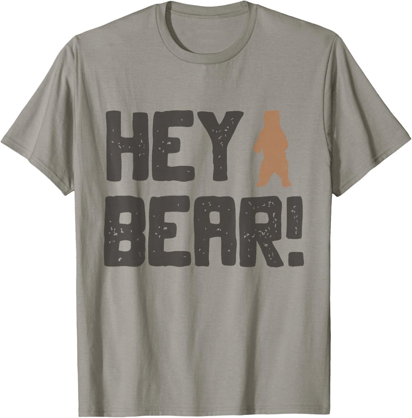 Hey Bear! Funny Hiking Outdoors Black Grizzly Bear Survival T-Shirt - T-Shirt | Sand