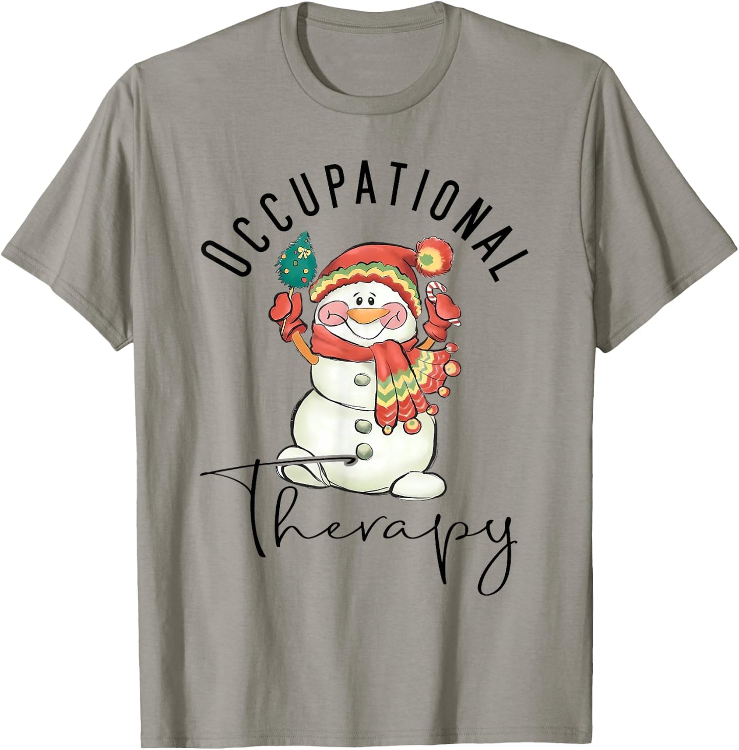 Occupational Therapy Snowman Christmas OT Therapist Nurse T-Shirt - T-Shirt | Sand