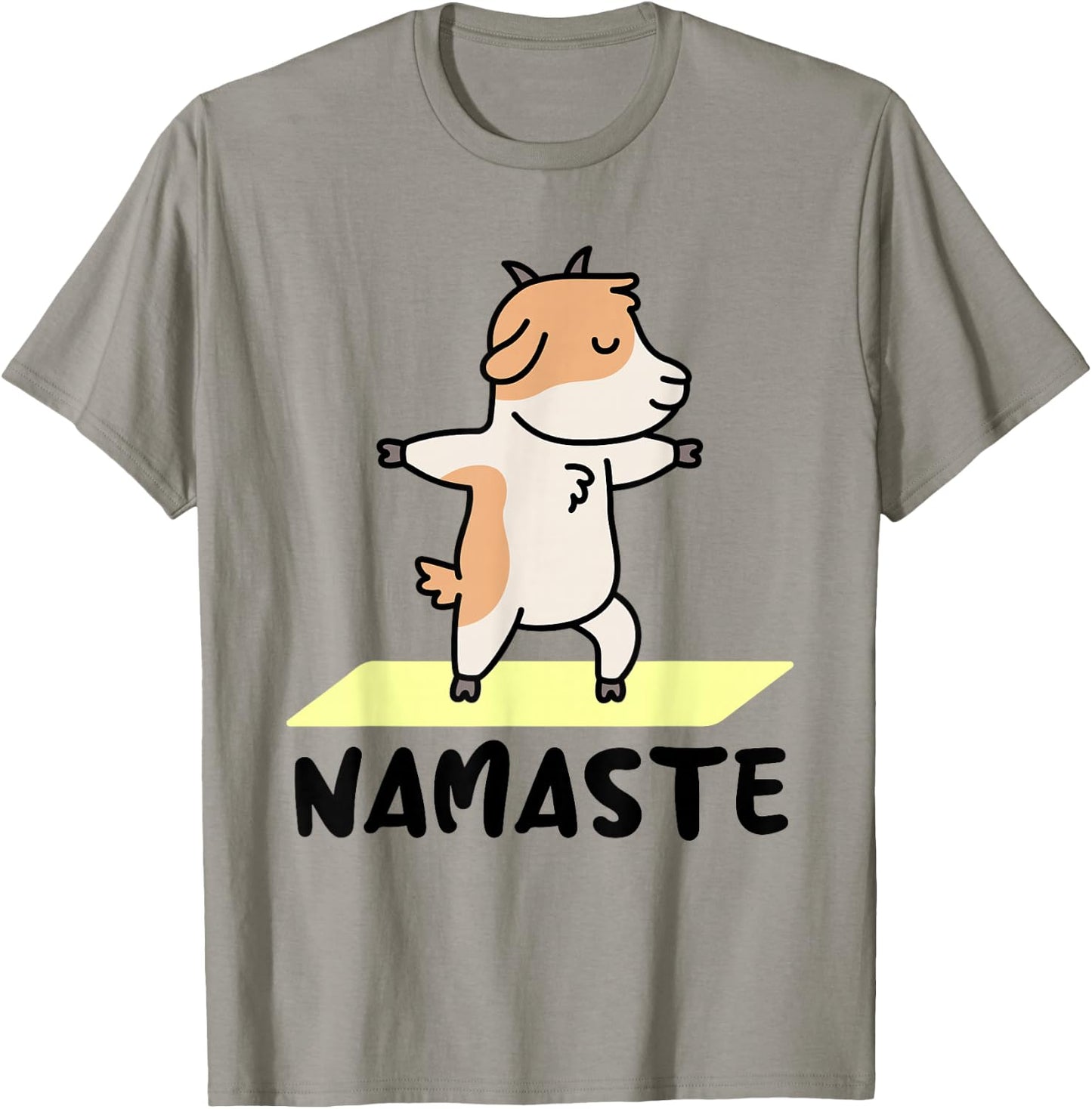 Funny yoga animal designs - Namaste - Cute Goat Doing Yoga - White - Small - -Adults - Short Sleeve - Yoga - Women Yogis T-Shirt - T-Shirt | Sand