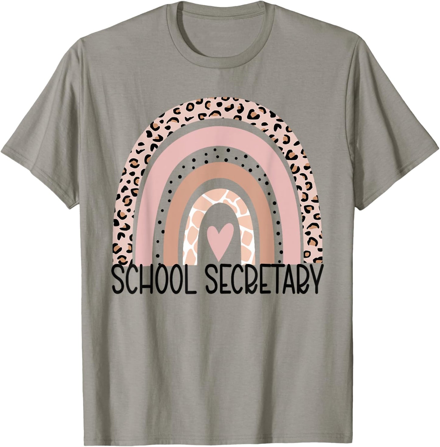 School Secretary leopard rainbow Cute School Secretary T-Shirt - T-Shirt | Sand