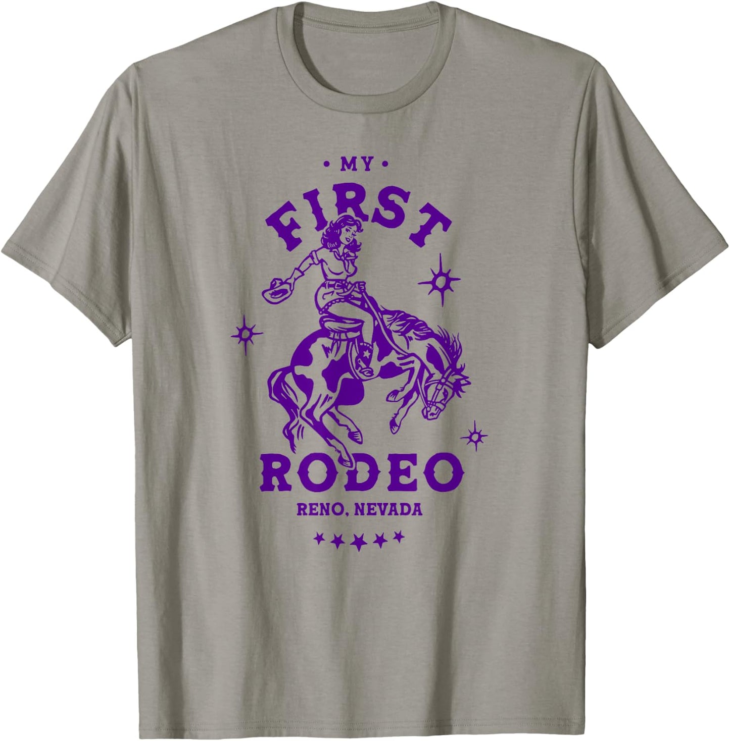 Reno, Nevada First Rodeo Funny Retro Western Cowgirl Travel T-Shirt - T-Shirt | Sand