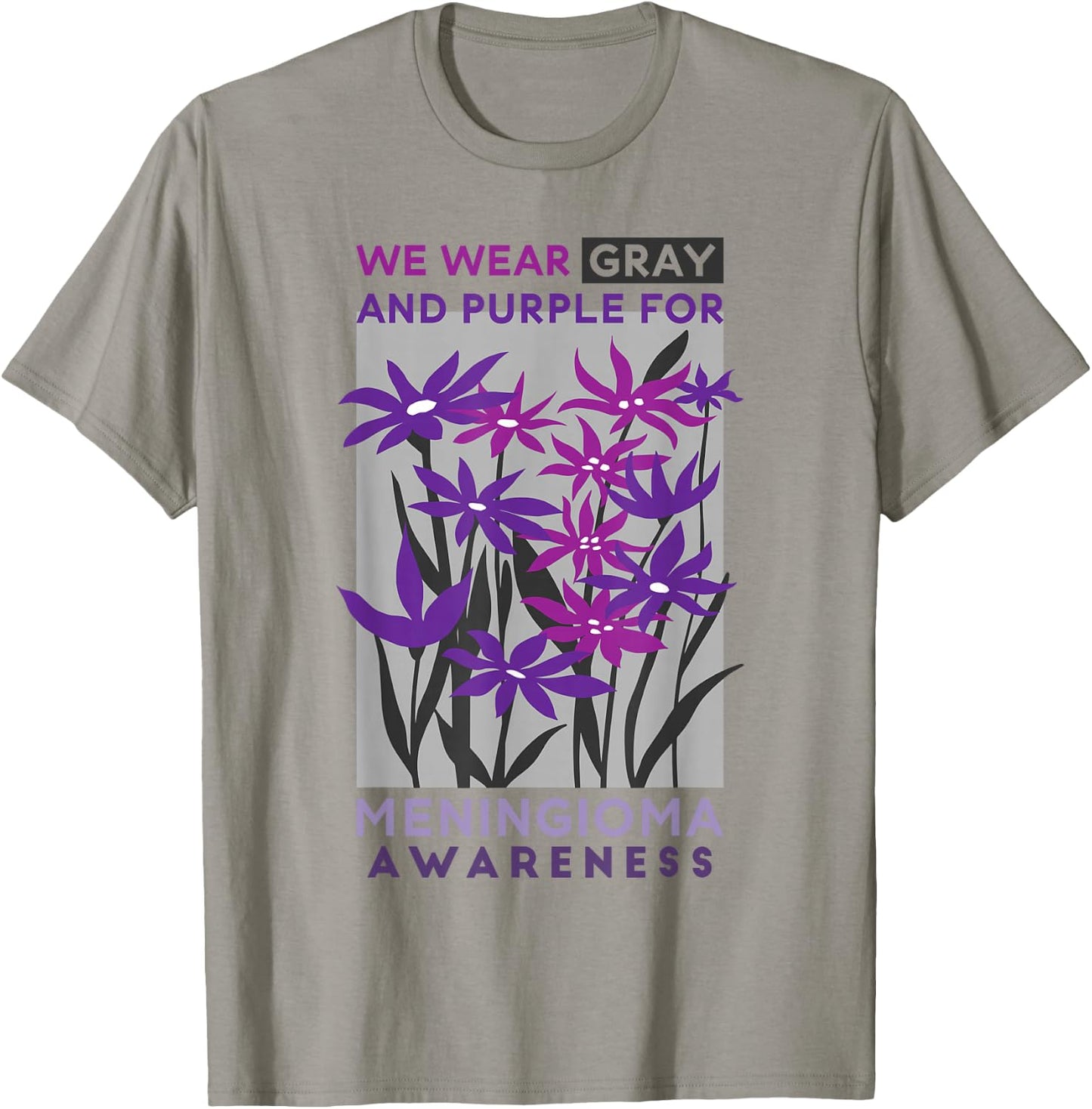 Wear Gray And Purple Rainbow, Meningioma Warrior Awareness T-Shirt - T-Shirt | Sand