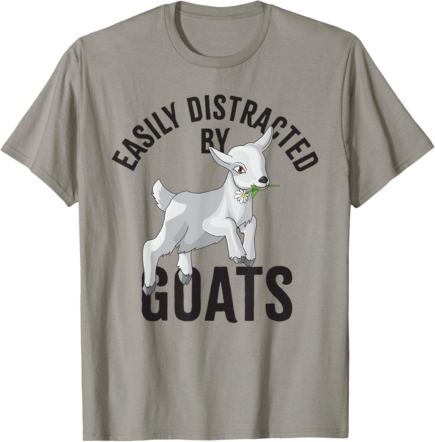 Easily distracted by Goats Farm Animal, Funny Goat Lover T-Shirt - T-Shirt | Sand
