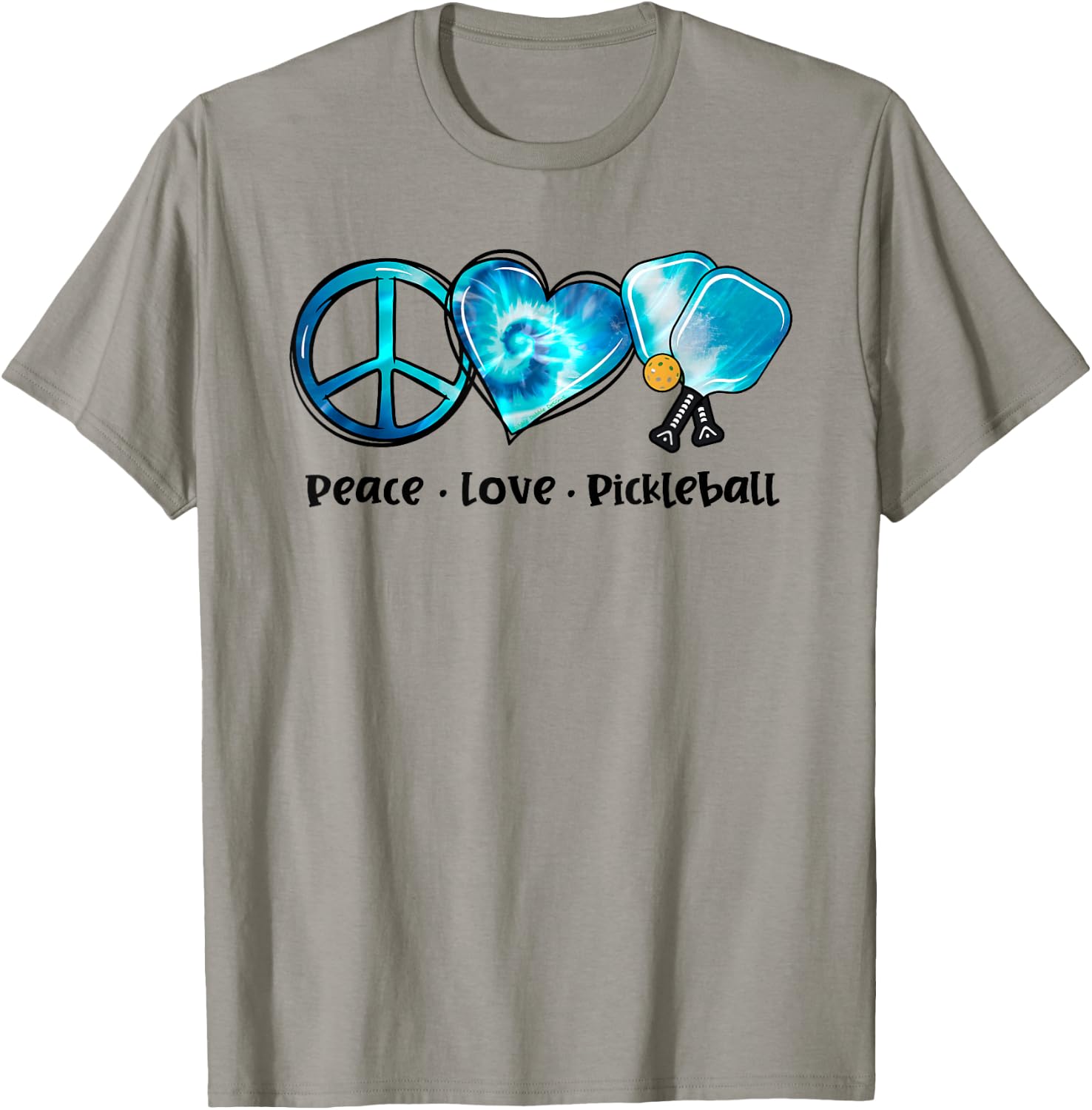 Blue Tie Dye Peace Love Pickleball Lovers Cute Pickleball T-Shirt - T-Shirt | Sand