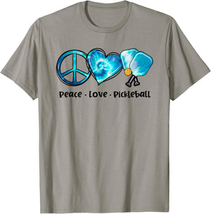 Blue Tie Dye Peace Love Pickleball Lovers Cute Pickleball T-Shirt - T-Shirt | Sand