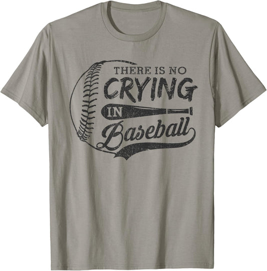 Vintage There Is No Crying In Baseball Sports Funny Baseball T-Shirt - T-Shirt | Sand