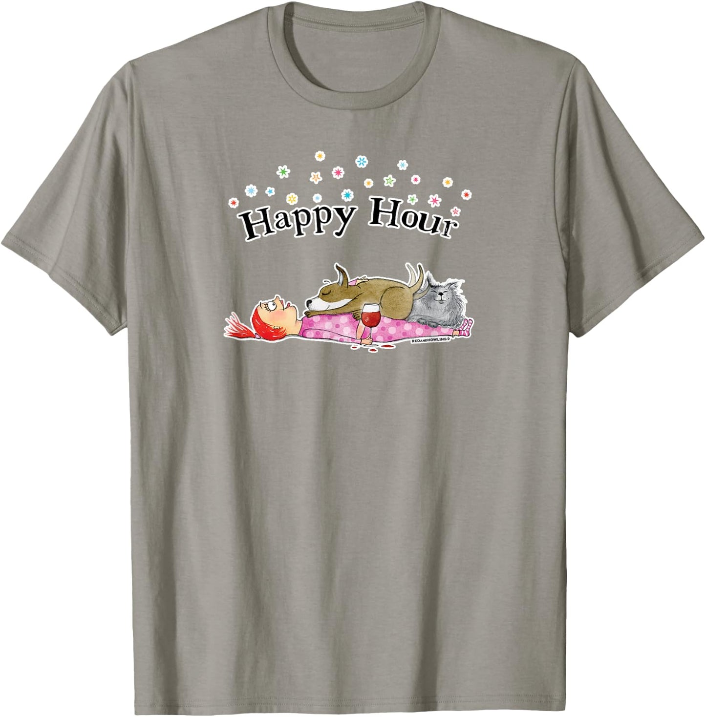 Red and Howling Happy Hour T-Shirt - T-Shirt | Sand